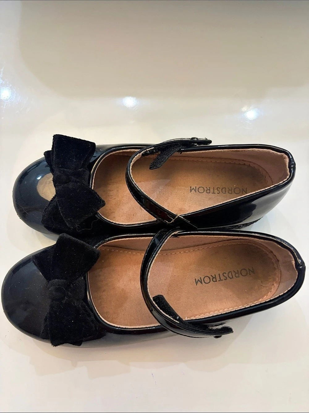 Nordstrom Kids Black Patent Mary Janes with Velvet Bow Jane Flats
